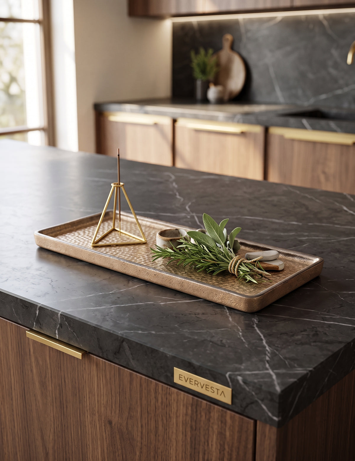 Glazed Ceramic Vanity Tray, Rectangular, 12 x 4.7 in, Brown