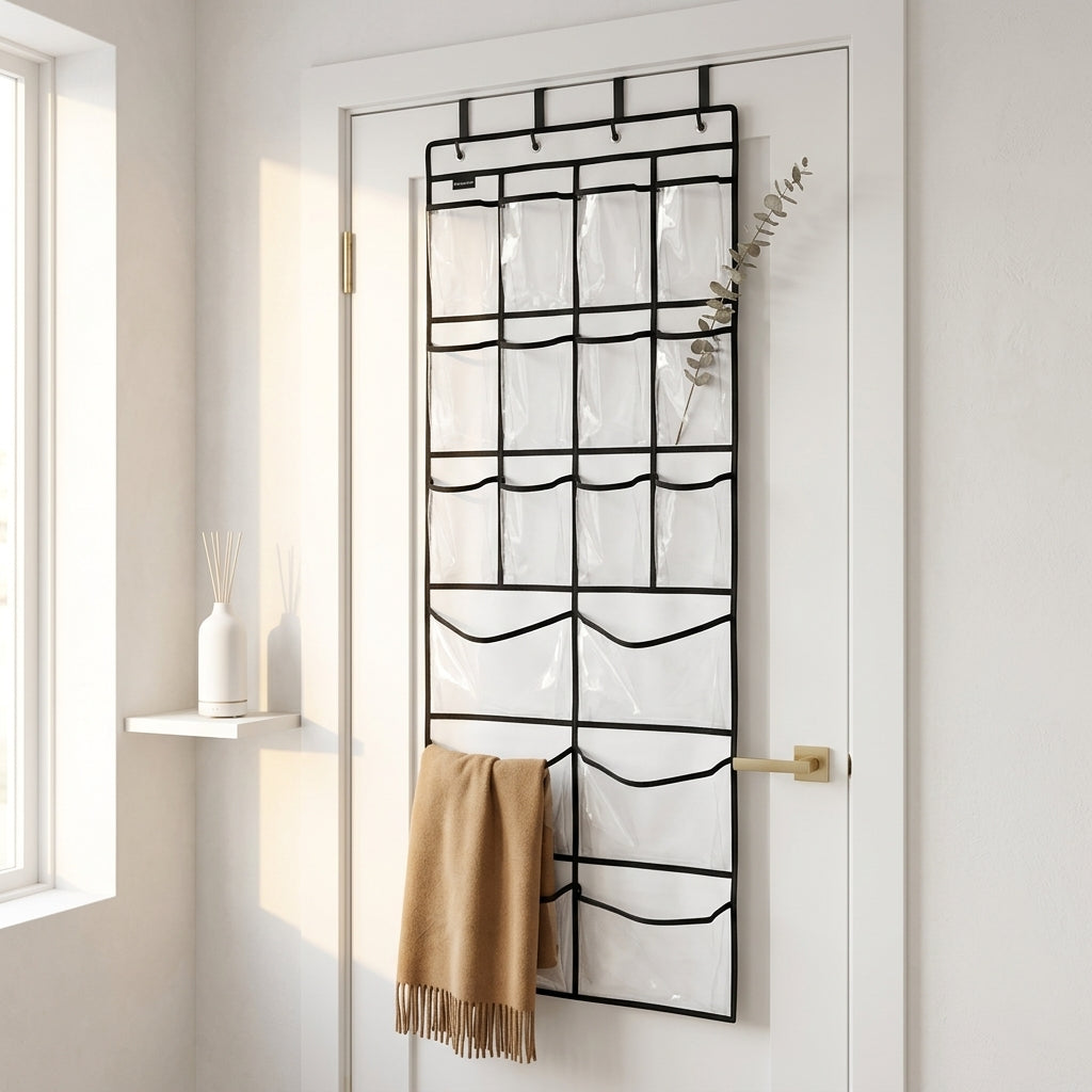 Clear Over-the-Door Shoe Organizer, 18 Pockets, 59 x 21.6 in