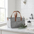 Foldable Felt Diaper Caddy Organizer with Long Handles, Grey