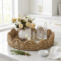 Scalloped Woven Seagrass Tray with Handles, 13 in Round