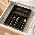 Bamboo Silverware Drawer Organizer, 7 Slots, 16.5 x 12.3 in, Black