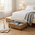 Rolling Solid Bamboo Under-Bed Storage Drawers, Set of 2, Walnut