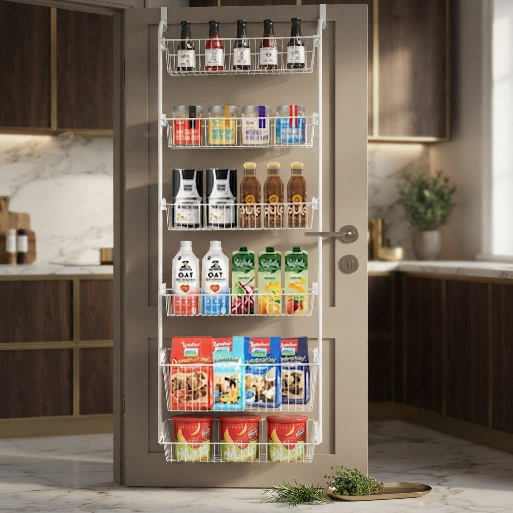 6-Tier Over-the-Door Pantry Organizer, Beige