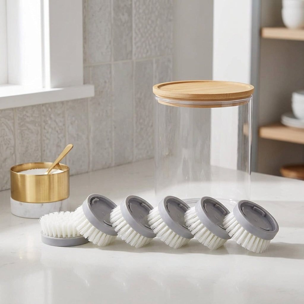 Bamboo Palm Dish Brush Refills with Nylon Bristles, 4-Pack