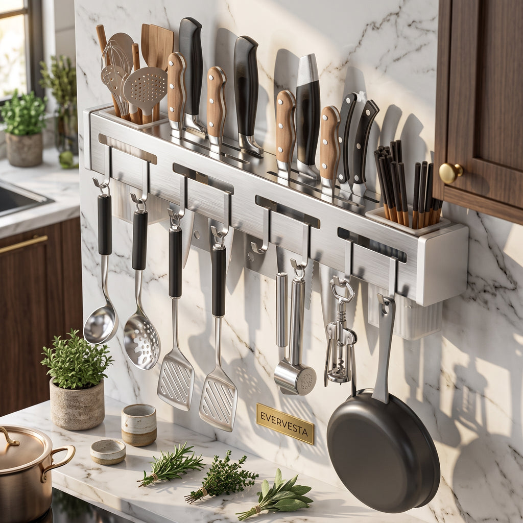 Stainless Steel Cutlery Drying Rack, Black or Silver