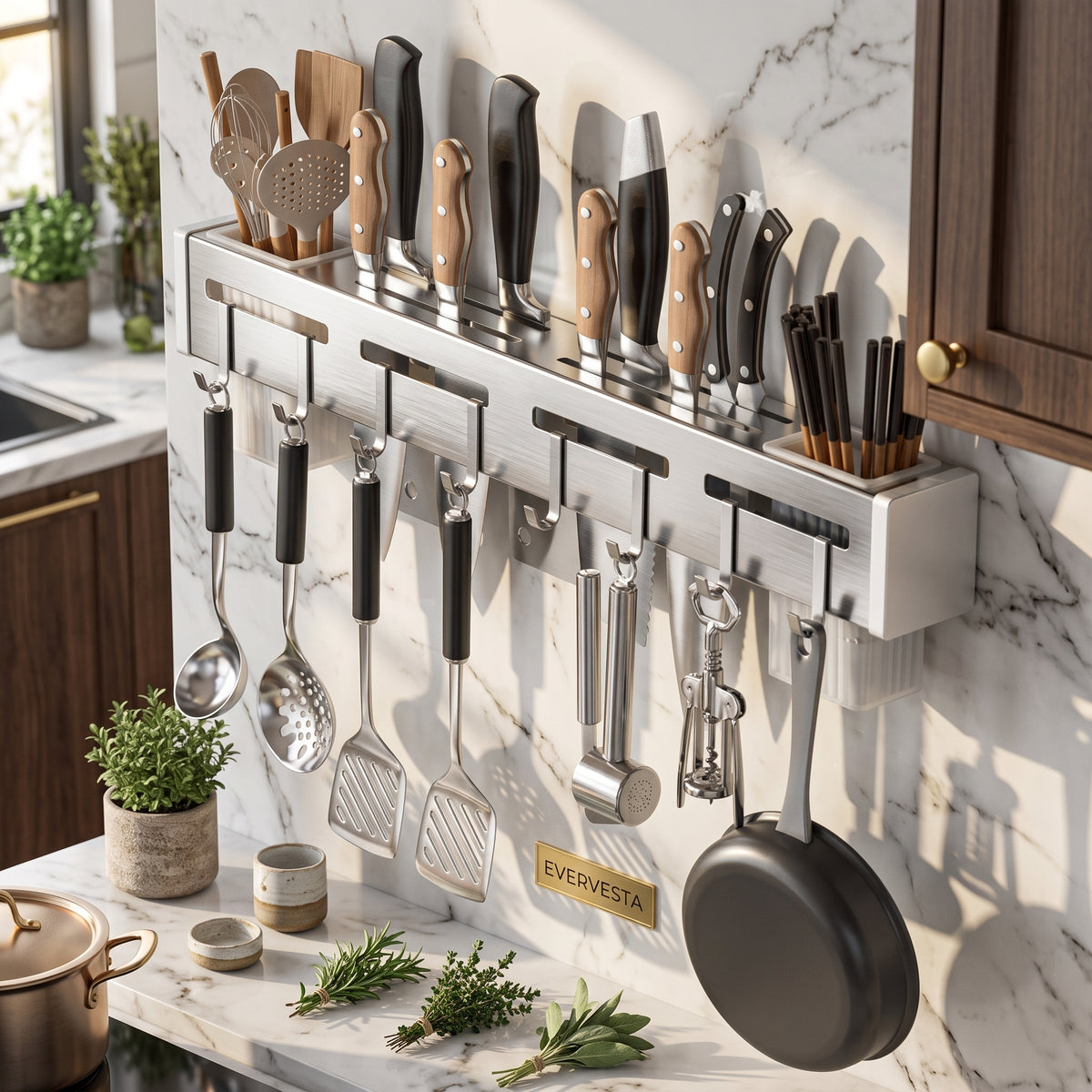 Stainless Steel Cutlery Drying Rack, Black or Silver