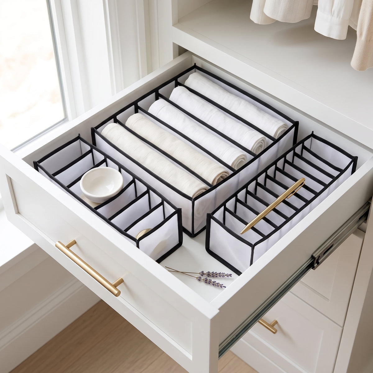 Foldable Underwear and Bra Drawer Organizers, 3 Pack