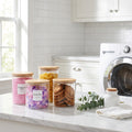 Glass Laundry Pod Jars with Bamboo Lids and Labels, 4 Pack