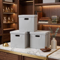 Linen Storage Bins with Lids and Metal Handles, 12 in Cube, 4 Pack