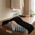 Velvet Pants Hangers with Adjustable Clips, Non-Slip, 18 Pack, Black