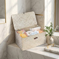 Seagrass Storage Basket with Lid, 12.2 x 7.5 in, Whitewash