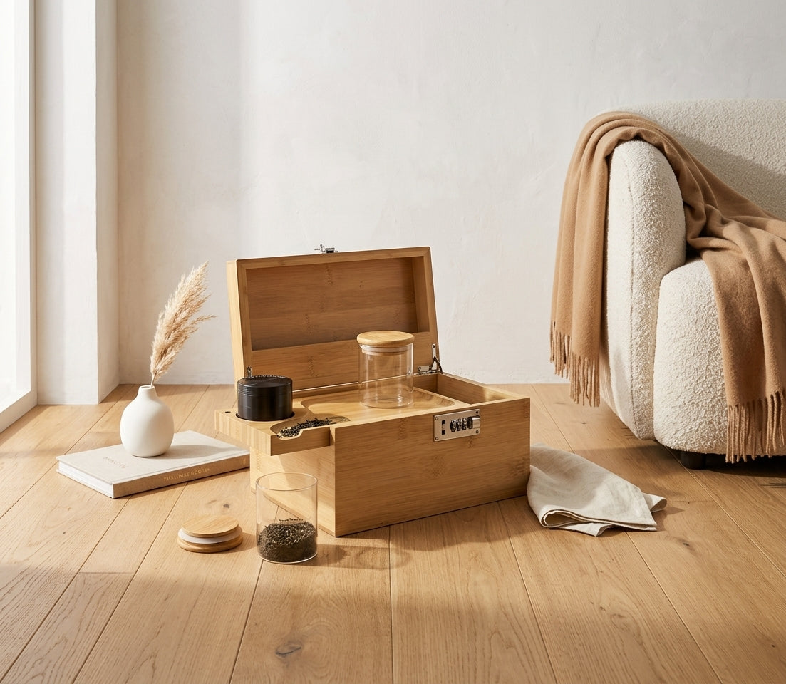 Large Bamboo Lock Box with Combination Lock for Valuables