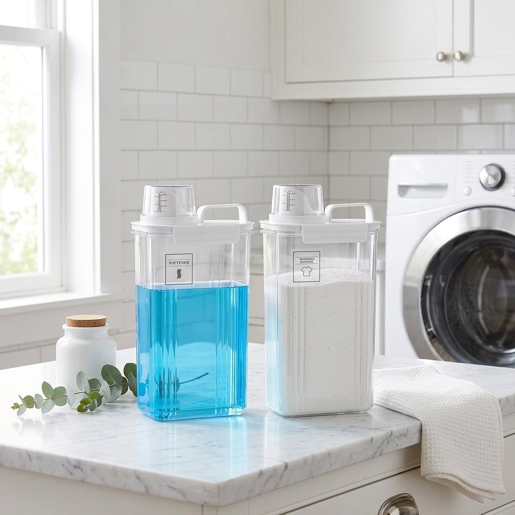 Refillable Laundry Detergent Dispensers with 6 Labels, 94 oz, 2 Pack
