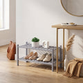 2-Tier Stackable Bamboo Shoe Rack, Free-Standing, Grey