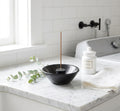 Black Marble Incense Bowl with Two 9-Hole Stick Holders, 5.5 in