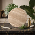 Round Travertine Stone Serving Board, Beige