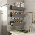 Stainless Steel Magnetic Spice Shelves, 2 Sizes, Grey, Set of 4
