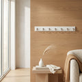 Wall-Mount Key Rail with 7 Hooks, 14 in, White and Nickel