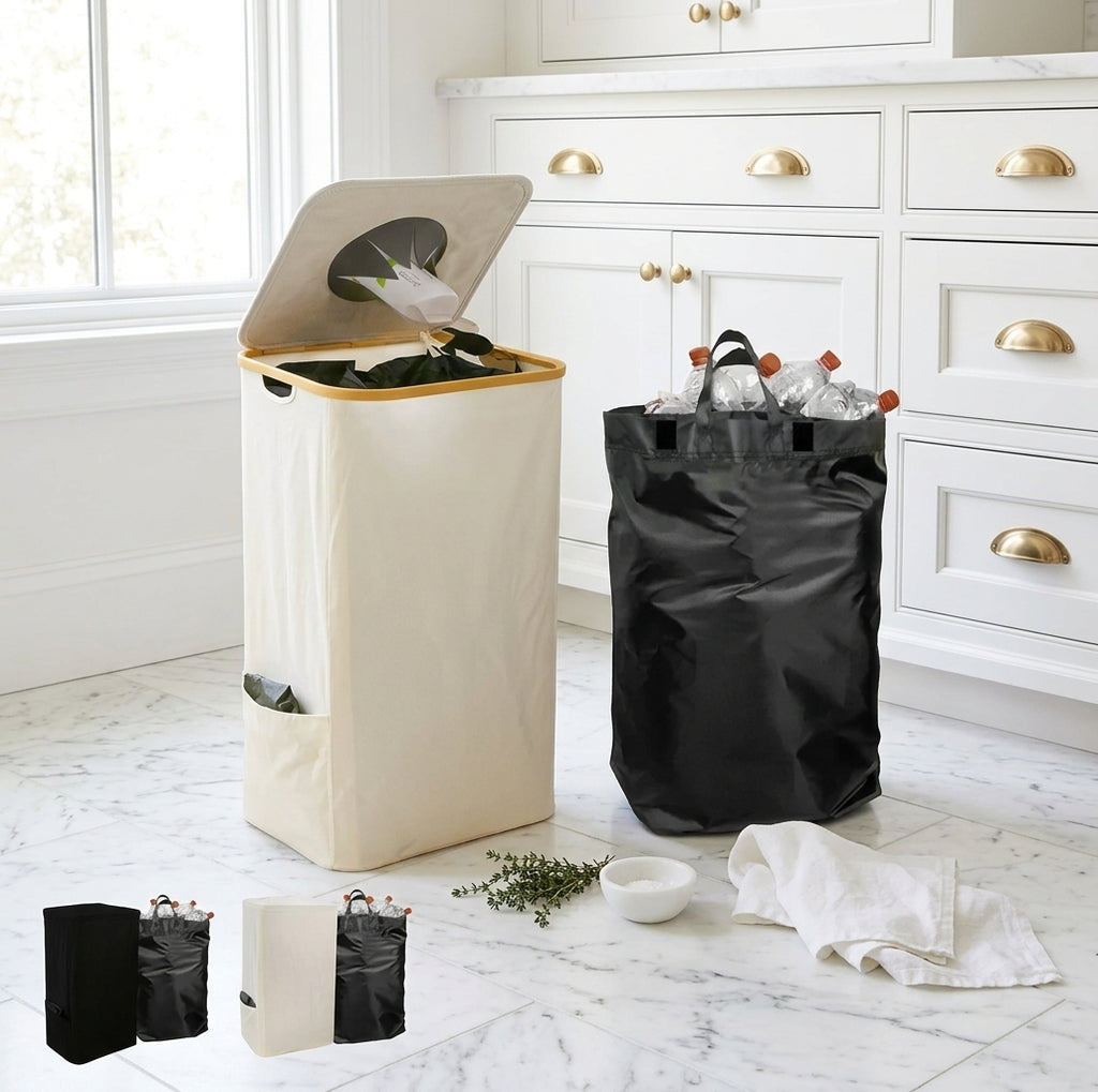 Foldable Storage Basket, 15 x 12 x 10 in, Black or Beige