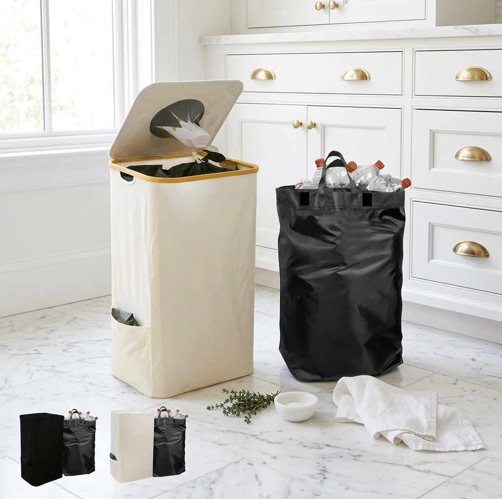 Foldable Storage Basket, 15 x 12 x 10 in, Black or Beige