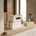 Wood Cable Management Boxes, Set of 2 with Accessories, White