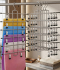 6-Tier Foldable Stainless Steel Pants Hangers with Clips, 4 Pack