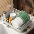 Compact Stainless Steel Dish Drying Rack with Cutlery Holder, 12 x 15 in