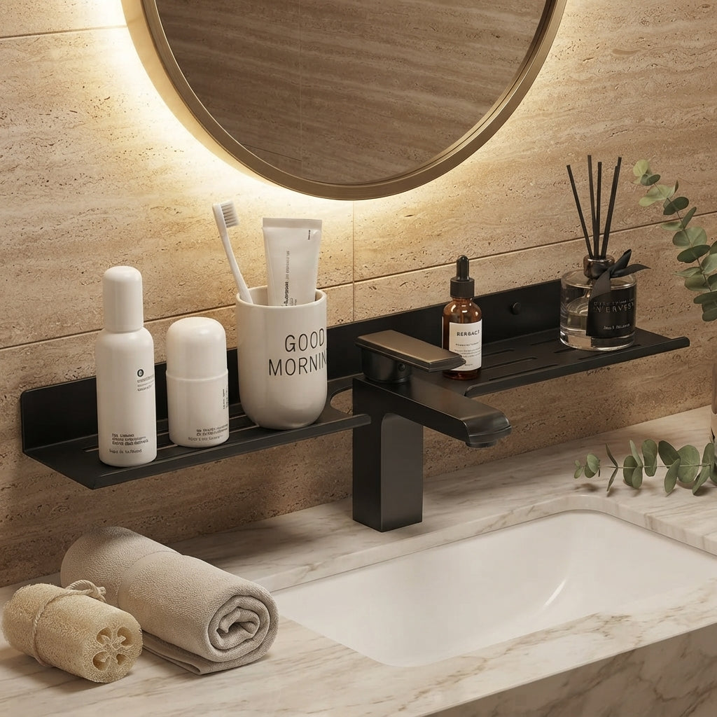 Over-the-Faucet Metal Sink Shelf, 24 in, Black