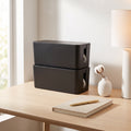 Cable Organizer Box Set with Lids, Large and Small, 2 Pack, Black