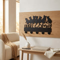 Cat Silhouette Wall Coat Hook Rack, Black