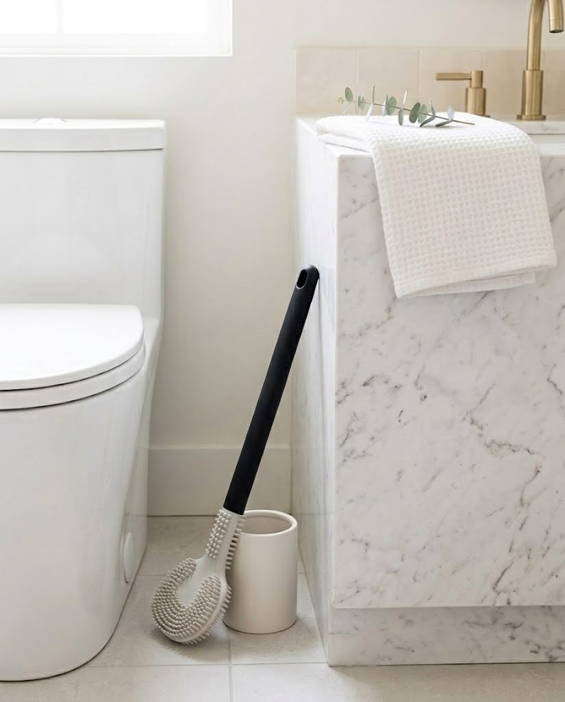Double-Sided Silicone Toilet Brush for Bowl and Rim