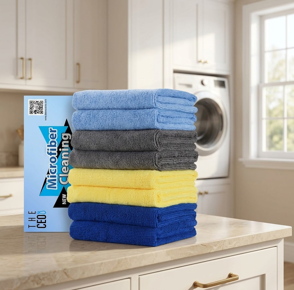 Thick Microfiber Cleaning Cloths, 16 x 16 in, 8-Pack