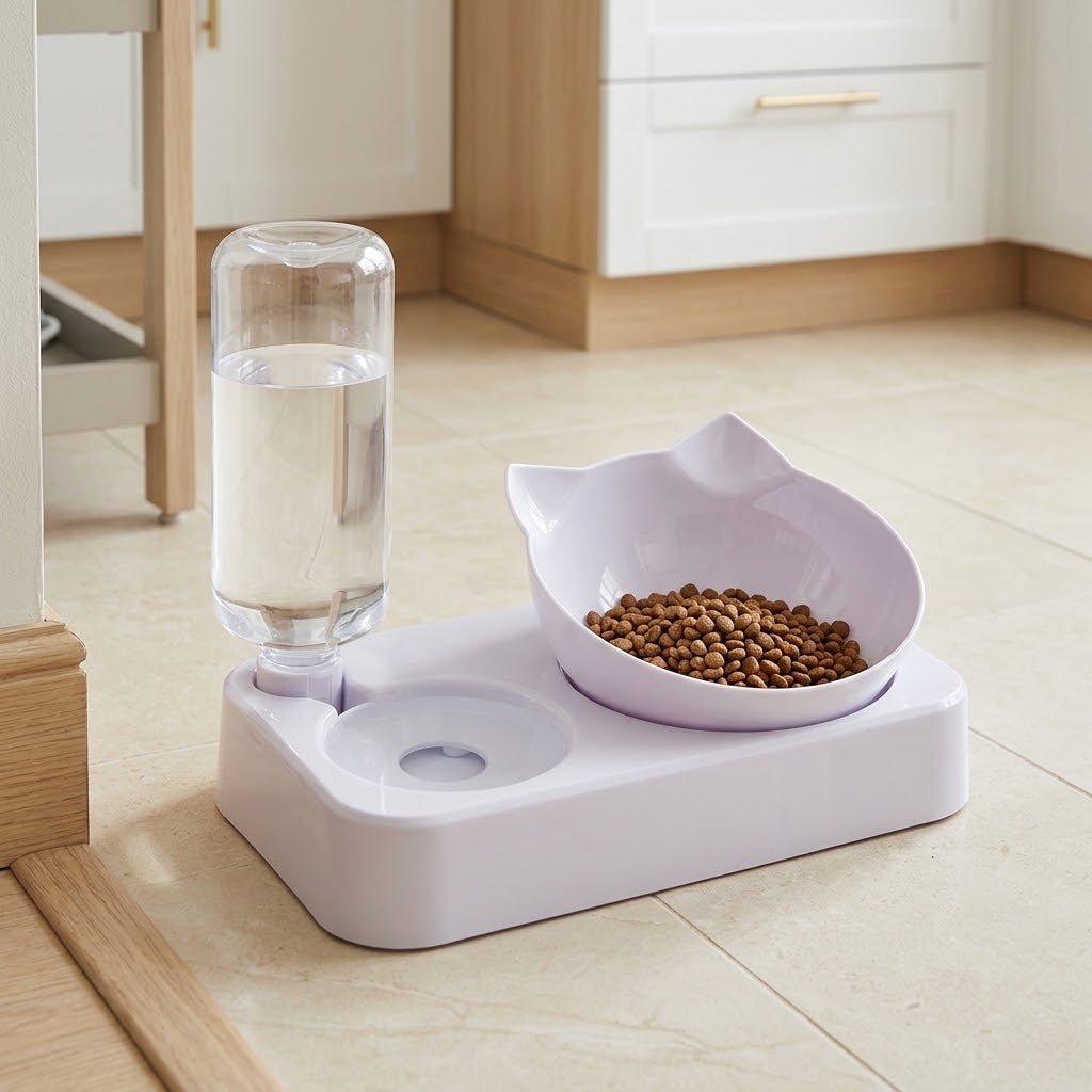 Anti-Tip Pet Food Bowl with Weighted Non-Slip Base, White