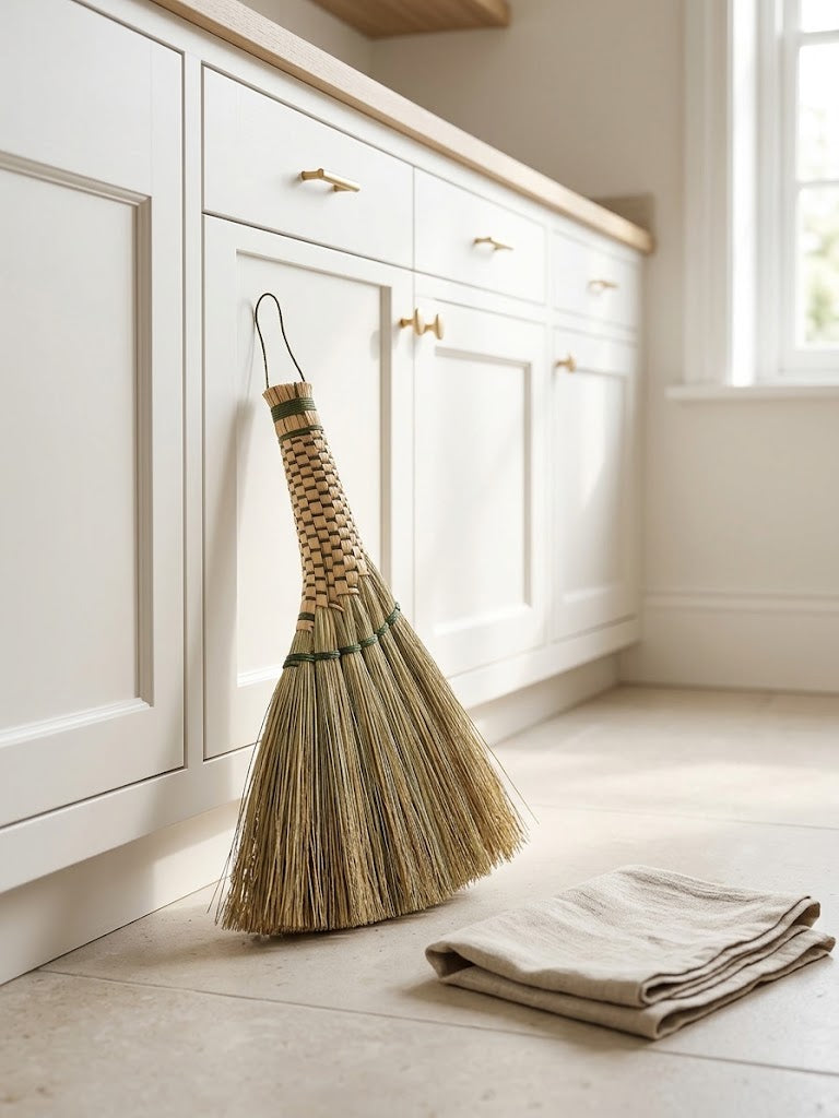 Natural Corn Whisk Broom with Hanging Loop, 11 in