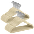 Non-Slip Velvet Kids Hangers with Swivel Hook, 50 Pack, Beige