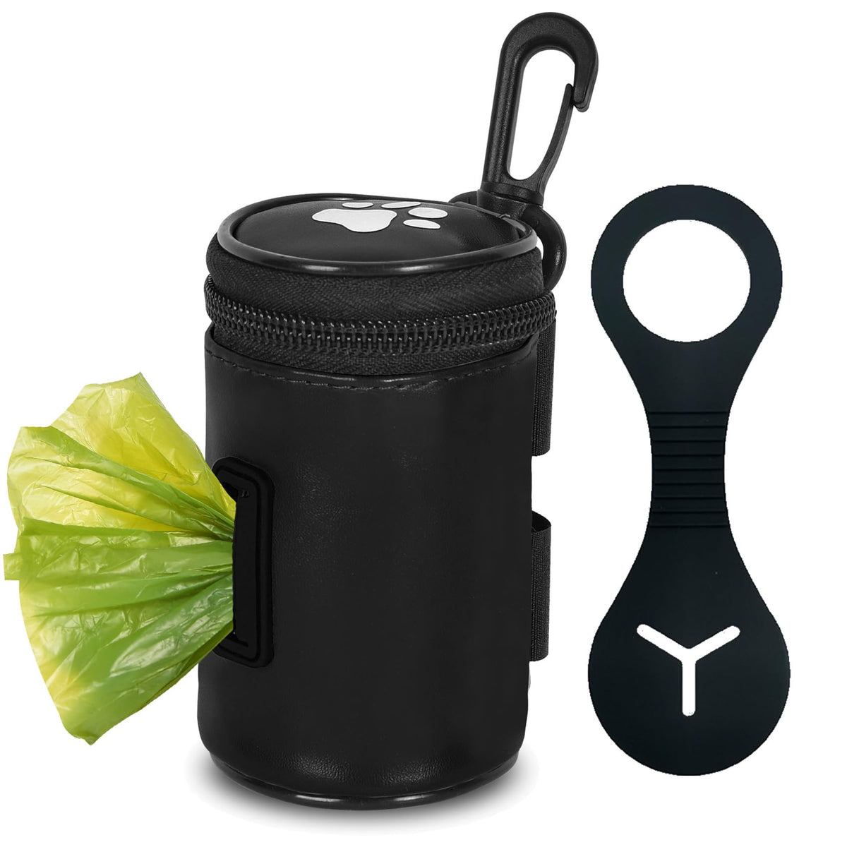 Hands-Free Clip-On Dog Poop Bag Dispenser with Inner Bag, Black