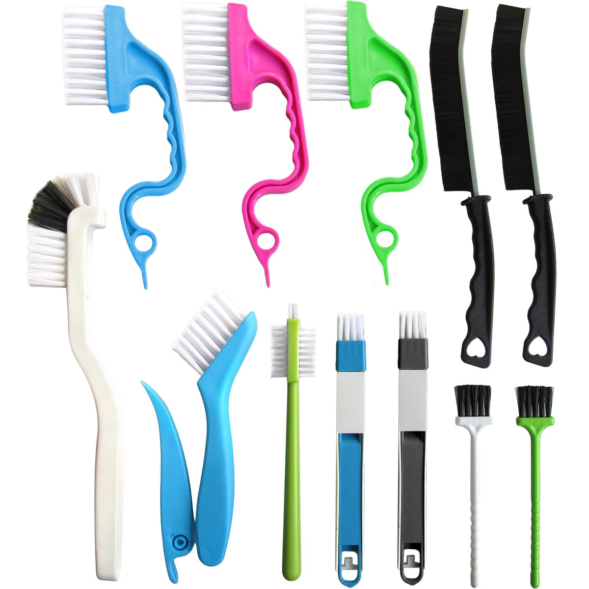 Small Crevice Cleaning Brushes for Tracks and Corners, Set of 12