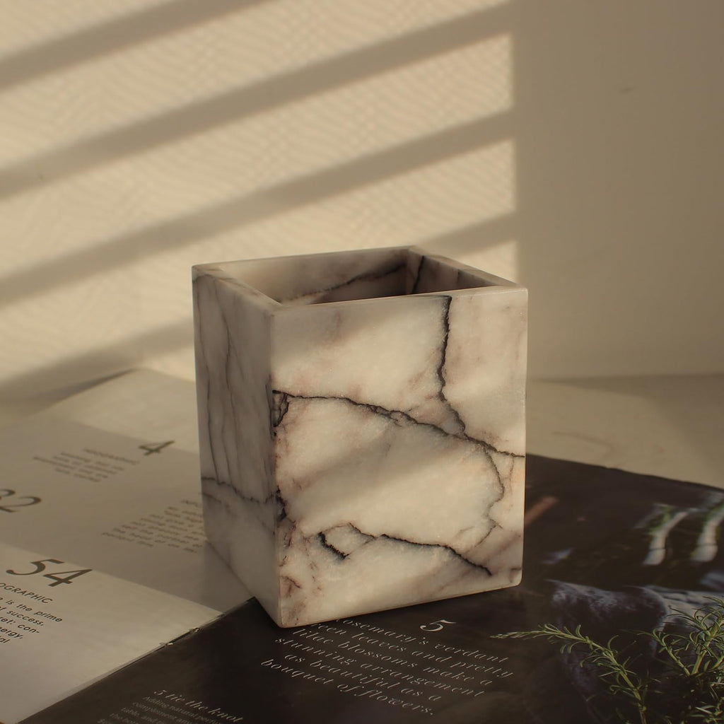 Lilac Natural Marble Toothbrush and Makeup Brush Holder