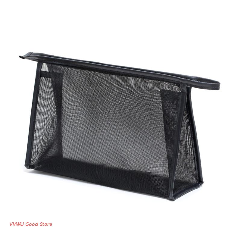Mesh Zipper Cosmetic Bag, Breathable See-Through Travel Organizer