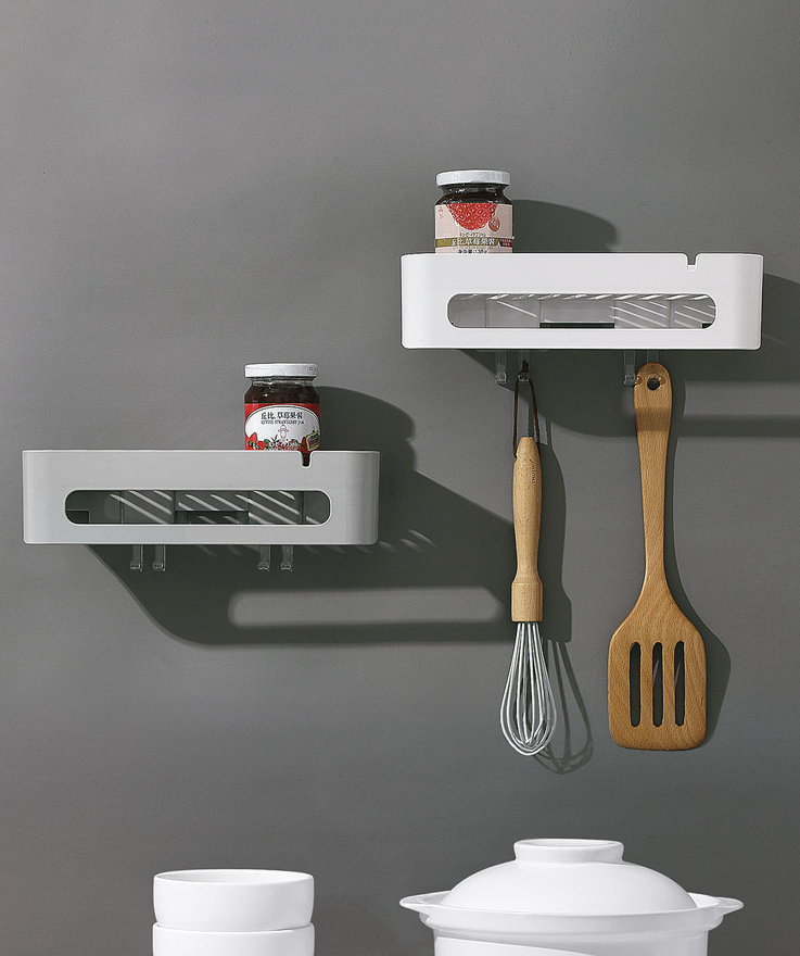 No-Drill Plastic Towel Rack, Triangle or Long, White or Gray