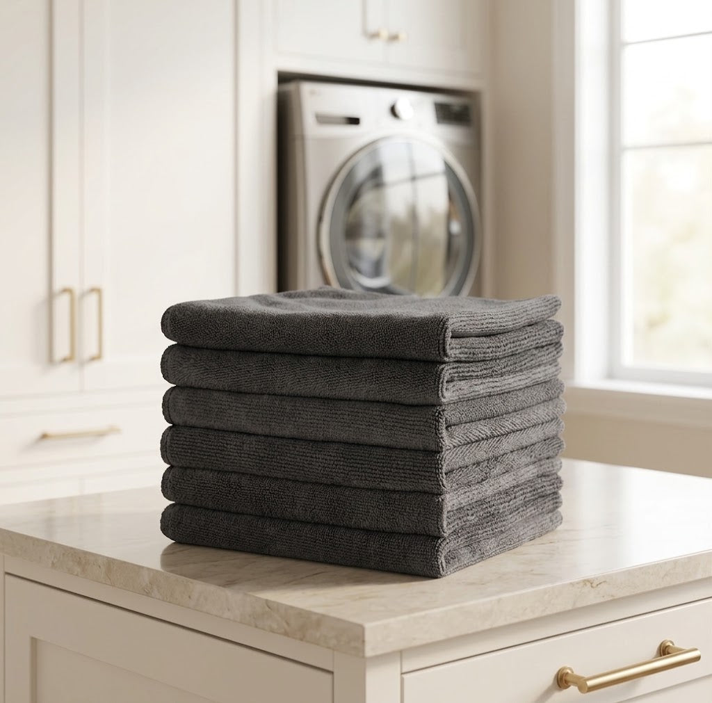 Microfiber Makeup Remover Face Cloths, 12 x 12 in, 6 Pack, Grey