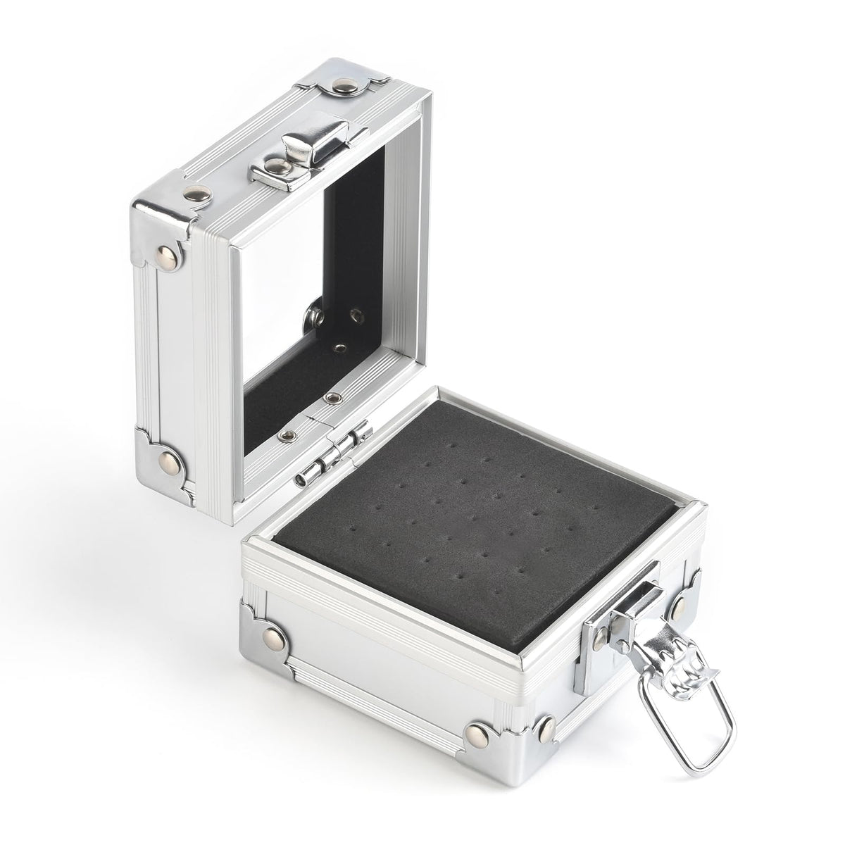 25-Hole Nail Drill Bit Storage Box, Silver