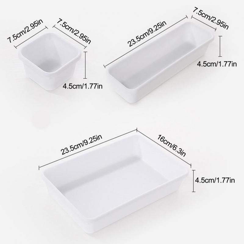 Multi-Compartment Plastic Drawer Organizer, Black or White