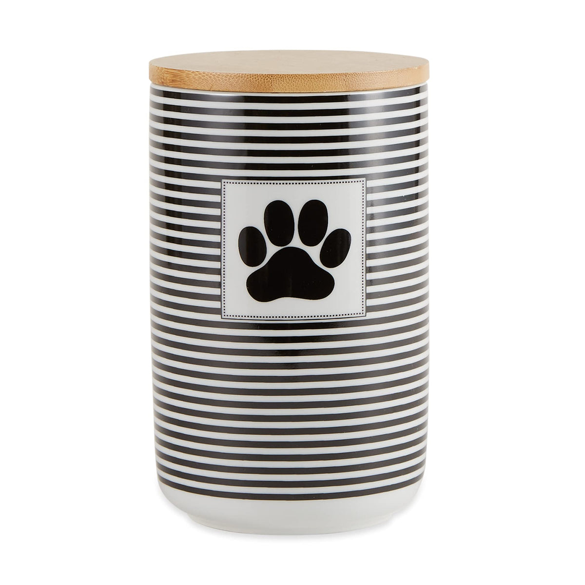 Ceramic Paw and Patch Pet Treat Jar, 4 x 6.5 in, Black Stripe