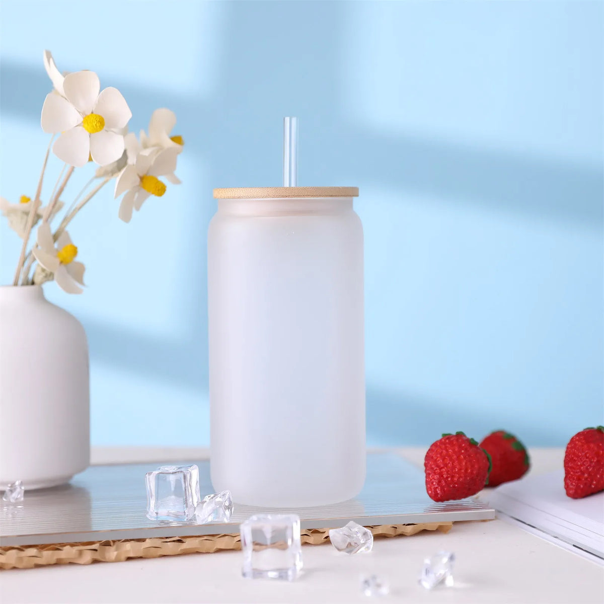 Borosilicate Drinking Glasses, Clear or Frosted, 12 or 16 oz