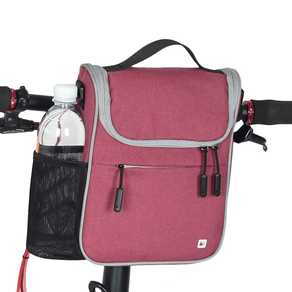 Water-Resistant Bike Handlebar Bag with Rain Cover, Rose