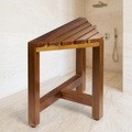 Acacia Wood Corner Shower Foot Stool, Holds 160 lbs