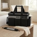 Wearable Cleaning Caddy Bag with Dividers and Trash Bag Dispenser, Grey