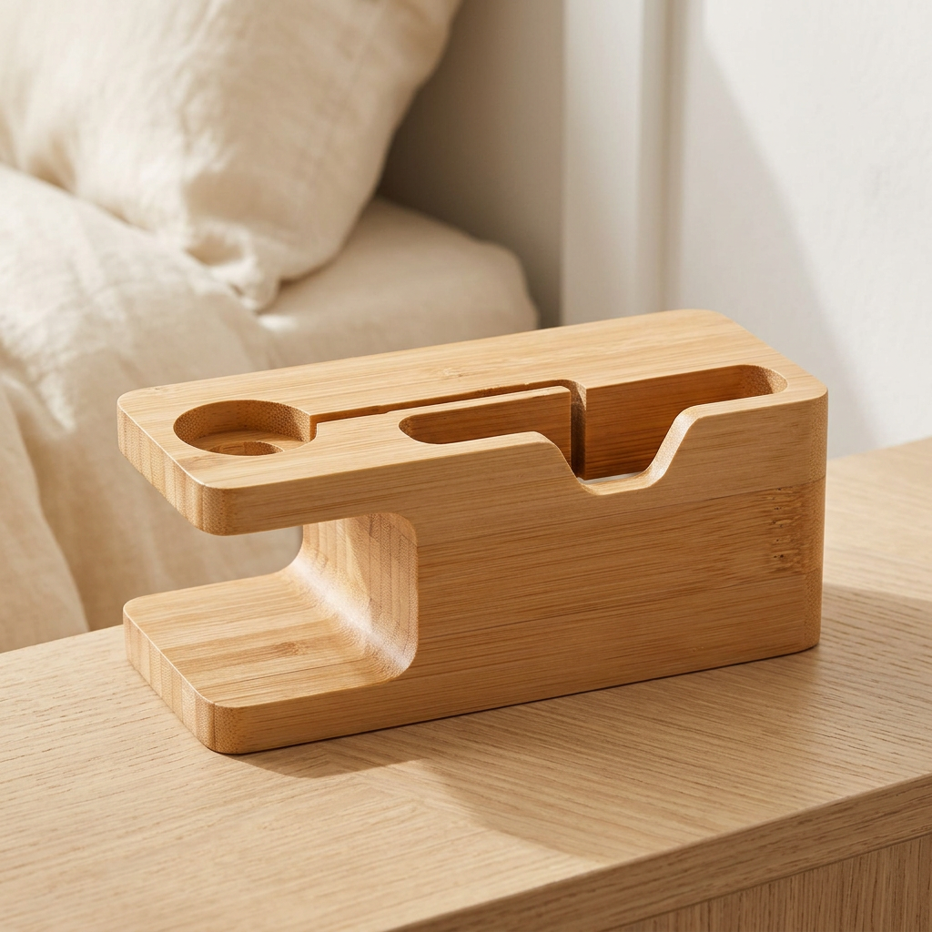 Bamboo Phone and Watch Charging Dock, 14.2 cm