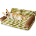 Checkered Pet Couch Bed with Washable Cover, 36 x 27 in, Green and White